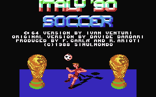 La schermata iniziale di Italy '90 Soccer in versione Commodore 64