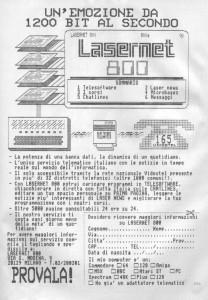 La pubblicità di Lasernet 800 dell'epoca