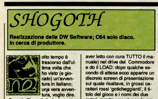 Uno stralcio delle recensione di Shogoth su Zzap!...