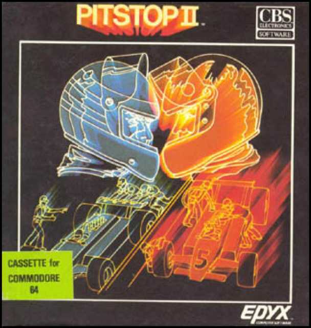 La cover cassetta di Pit Stop II per C64