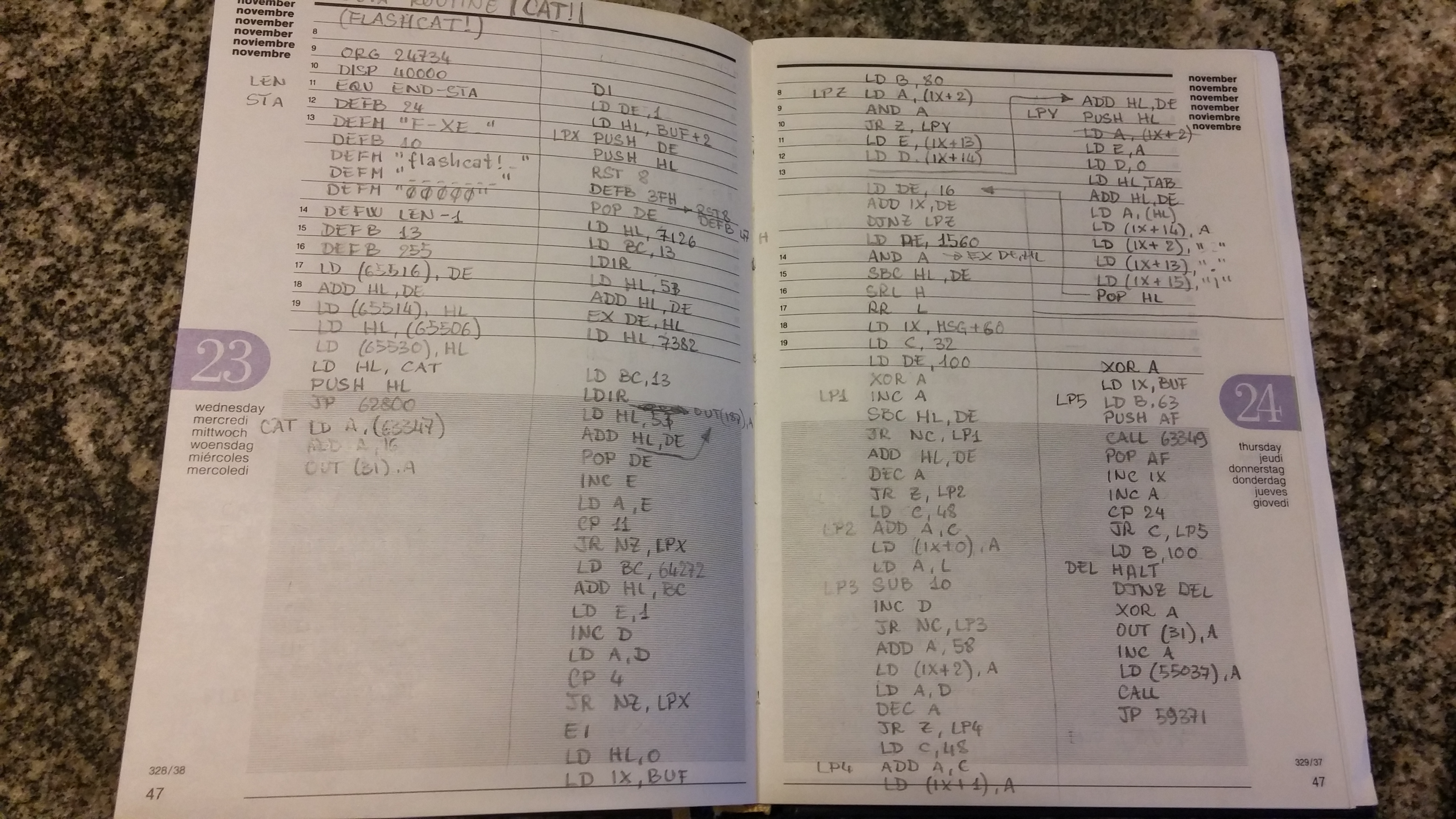 La vecchia agenda del 1988 sulla quale Luca, all'epoca, scriveva A MANO E A MATITA i listati dei programmi in L/M. Altri tempi...
