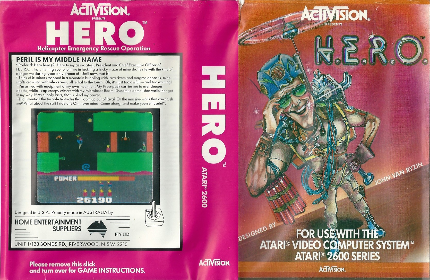 La cover di H.E.R.O in versione Atari 2600