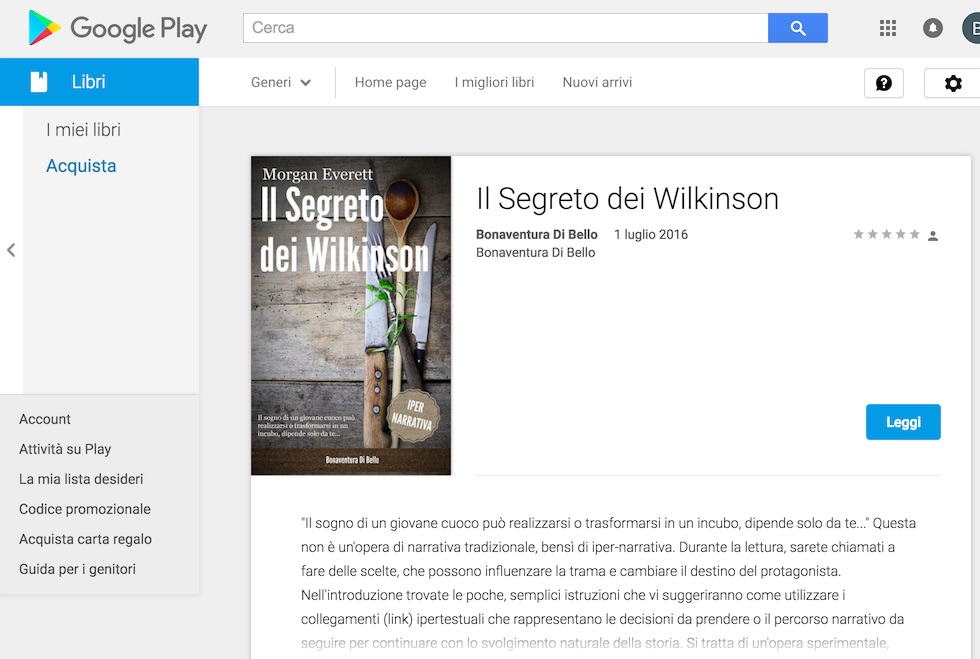 "Il segreto dei Wilkinson" scaricabile da Google Play Store