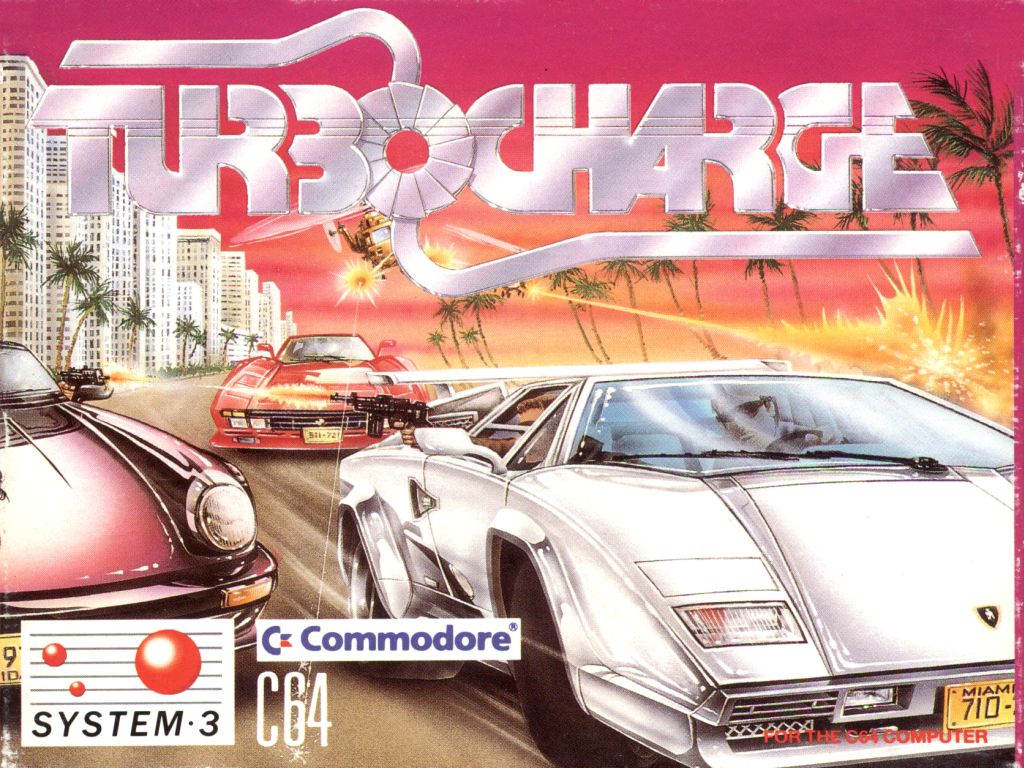 La bellissima cover di Turbo Charge per Commodore 64...A me ricorda la serie Miami Vice e a voi?